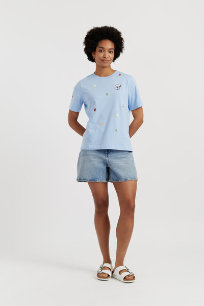 Light-Blue Cotton Snoopy Fruit T-Shirt