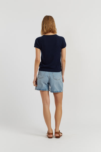 Navy Air Pure Cashmere T-shirt