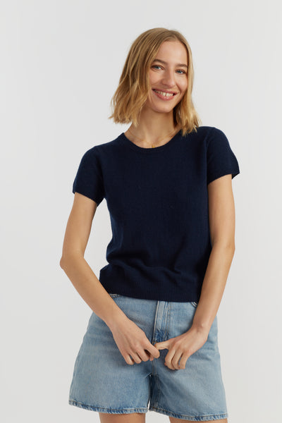 Navy Air Pure Cashmere T-shirt