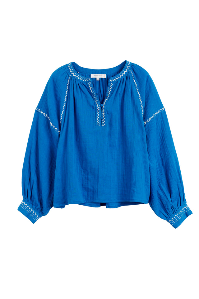 Blue Cotton St Tropez Blouse image 4