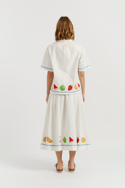 Cream Cotton Snoopy Fruit Skirt