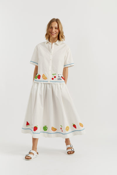 Cream Cotton Snoopy Fruit Skirt