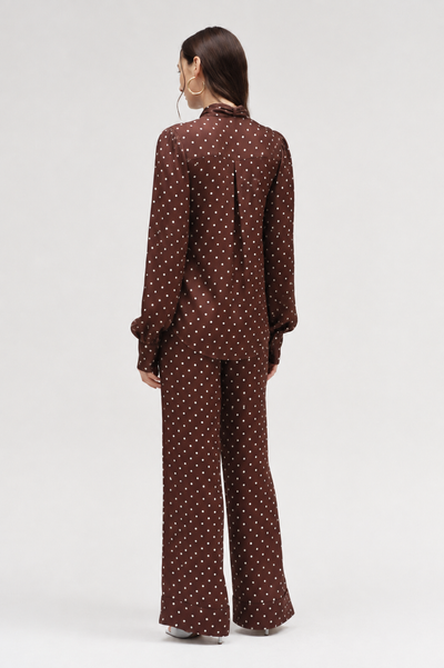 Chocolate Viscose Polka Dot Trousers
