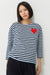 Navy Cotton Heart Breton T-Shirt