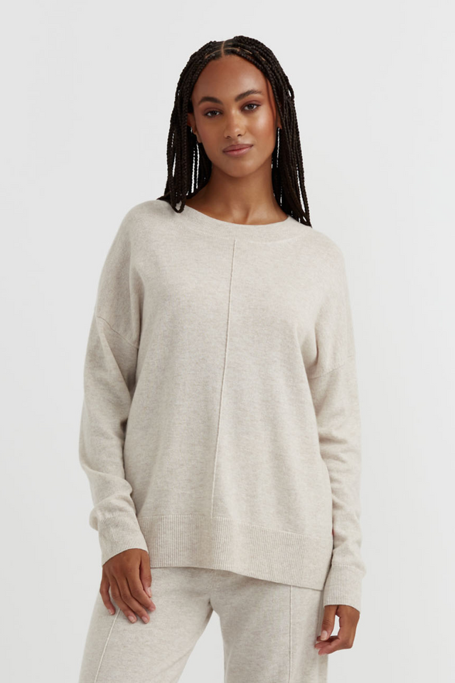 Light-Oatmeal Wool-Cashmere Slouchy Sweater image 1