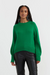 Green Wool-Cashmere Saddle Sleeve Sweater