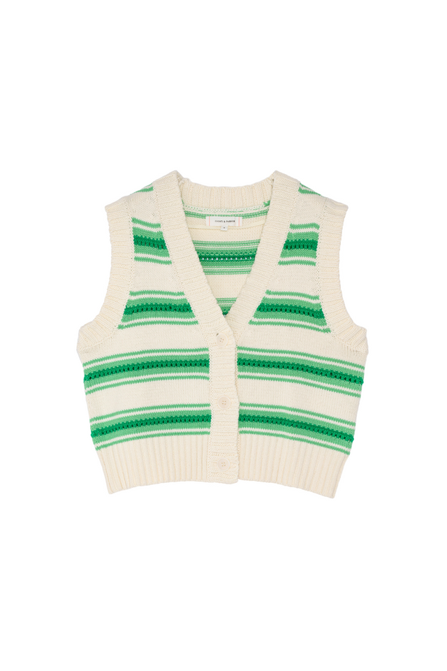 Green Cotton Crochet Vest image 2