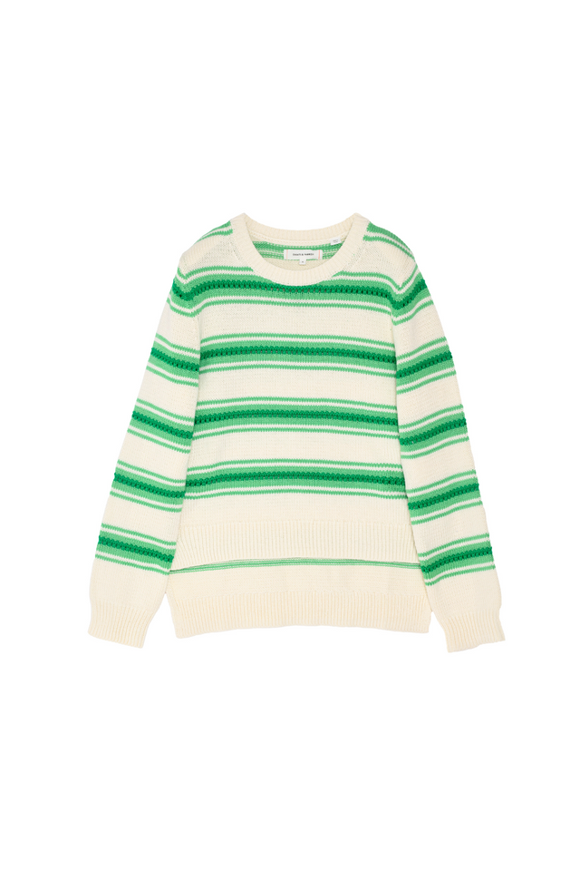Green Lace Stitch Cotton Sweater image 2