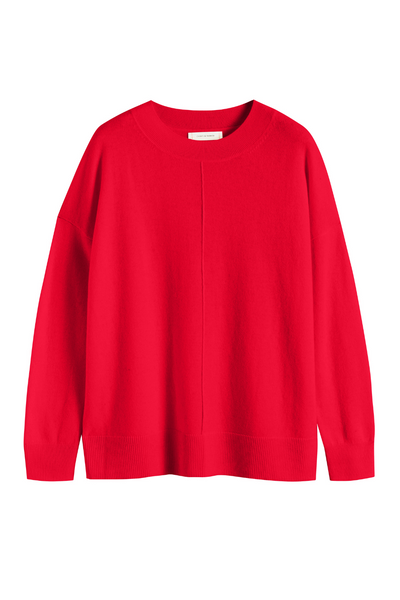 Velvet-Red Wool-Cashmere Slouchy Sweater