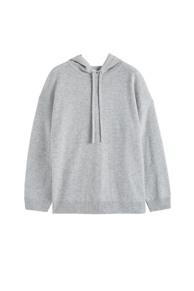 Light-Grey Wool-Cashmere Relaxed Hoodie