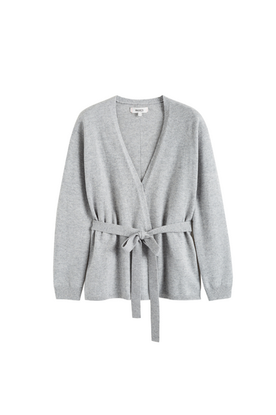 Light-Grey Wool-Cashmere Wrap Cardigan