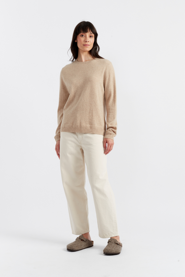 Oatmeal Pure Cashmere Crew Sweater image 4