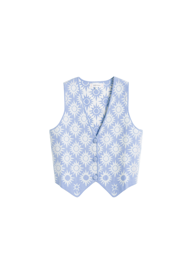Sky-Blue Laura Whitmore Sunflower Waistcoat image 4