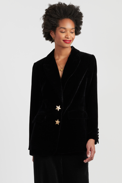 Black Viscose Velvet Jacket