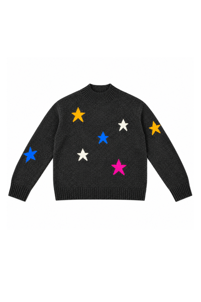 Black Wool-Cashmere Star Rollneck Sweater