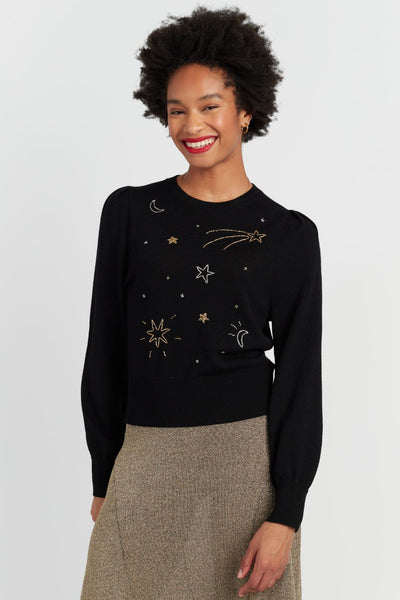 black-laura-whitmore-constellation-star-sweater