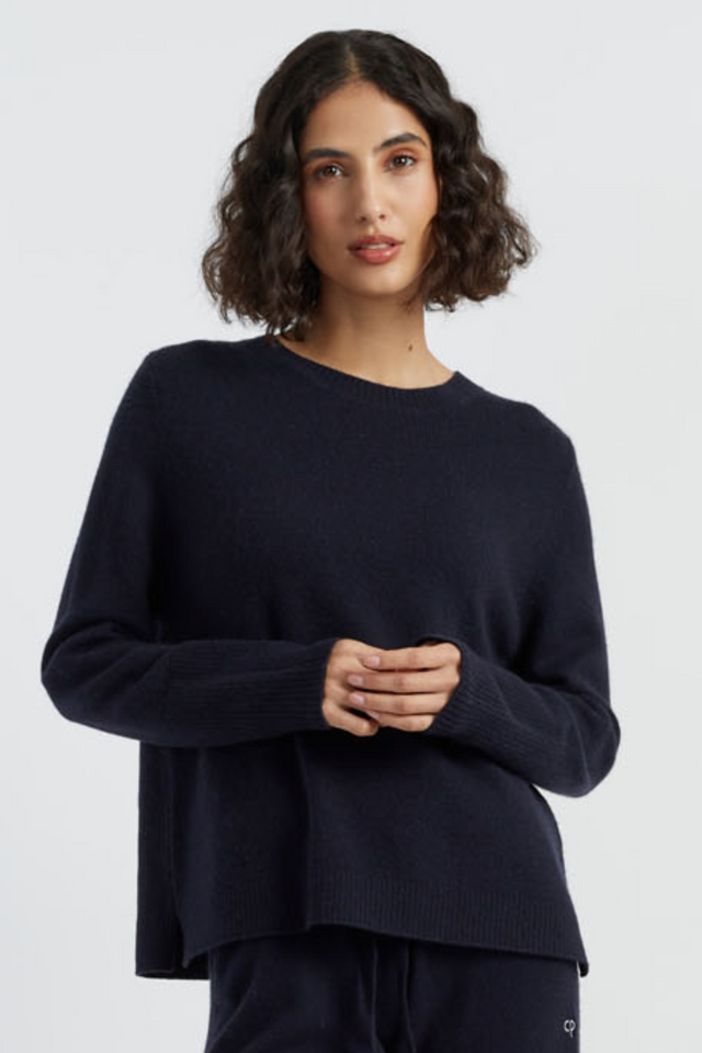 Navy Pure Cashmere Boxy Sweater image 1
