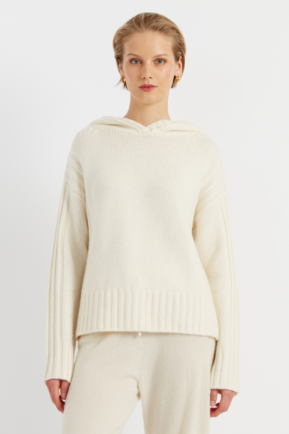 Cream cashmere hoodie sales