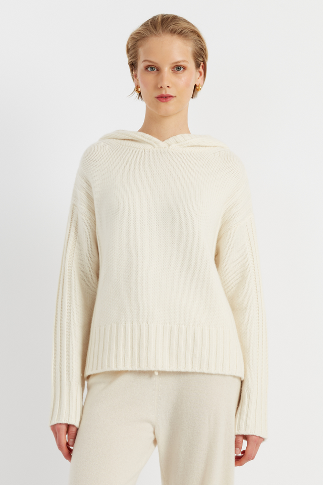 Cream Pure Cashmere Hoodie image 4