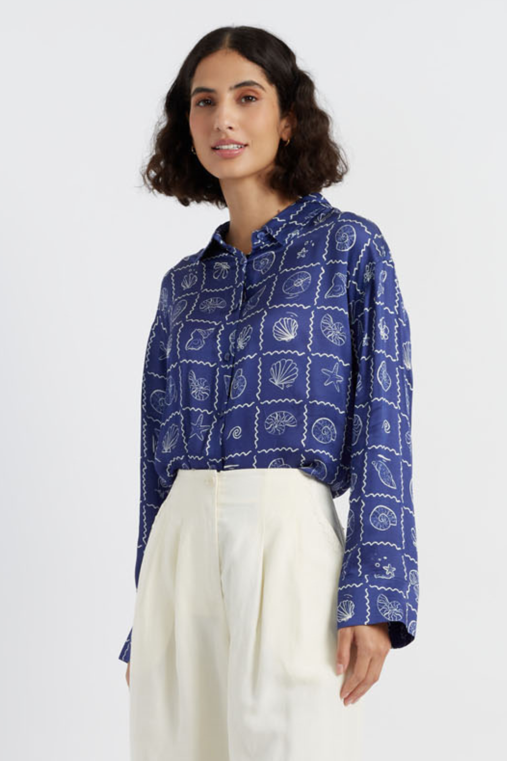 Blue Cotton-Cashmere Dress