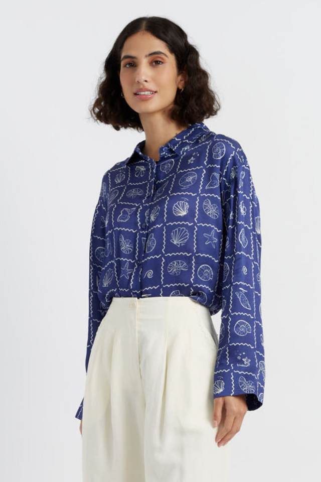 Blue Viscose-Rayon La Mer Shirt image 1
