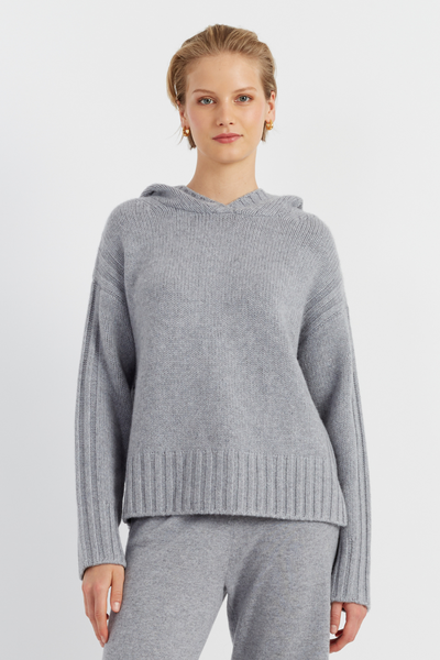 Grey Pure Cashmere Hoodie
