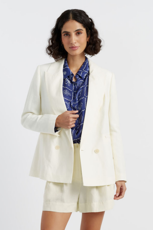 Cream Tencel-Linen Cream Blazer image 3