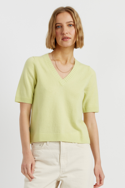yellow-wool-cashmere-v-neck-t-shirt