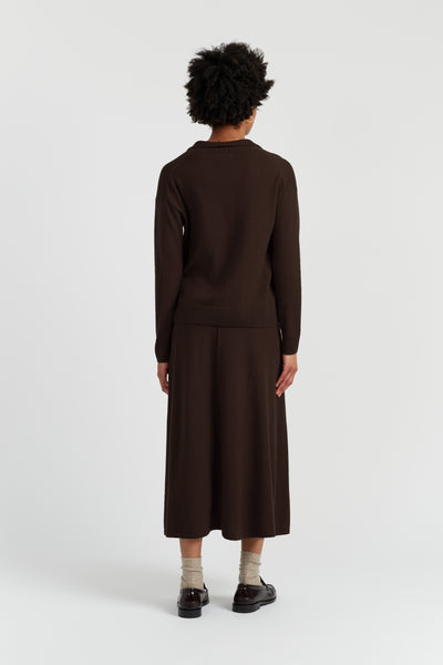 Chocolate Wool-Cashmere Collared Sweater
