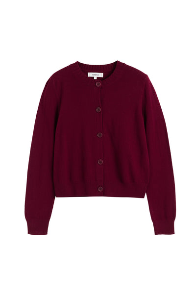 Maroon cardigan on a white background