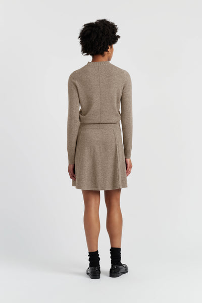 Warm-Oatmeal Wool-Cashmere Mini Skirt