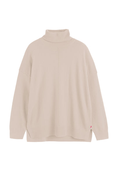 Bone Wool-Cashmere Relaxed Rollneck Sweater