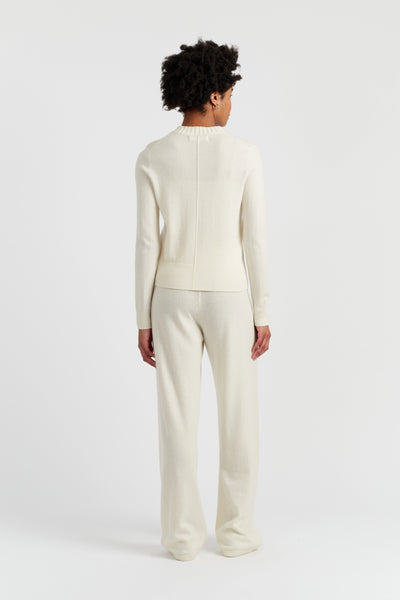 Cream Wool-Cashmere Cropped Sweater