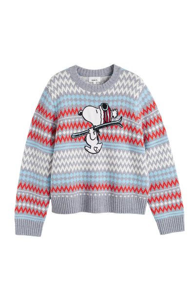 Sweater with a pattern and cartoon character on a white background