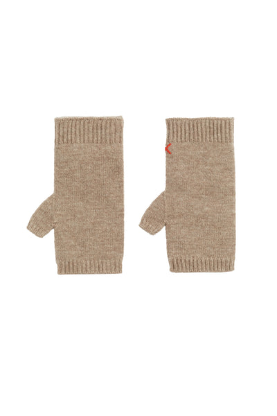 Warm-Oatmeal Wool-Cashmere Fingerless Gloves