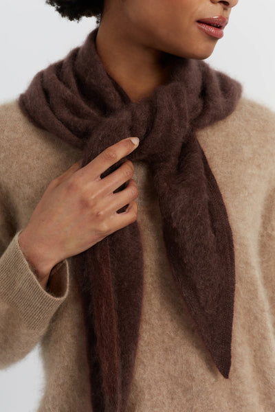 Chocolate Wool-Cashmere Triangle Scarf