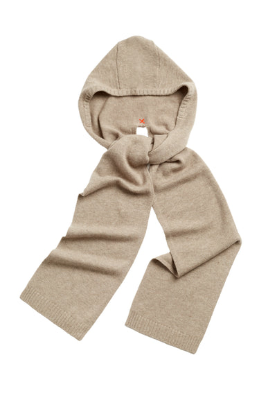 Warm-Oatmeal Wool-Cashmere Scarf Hood