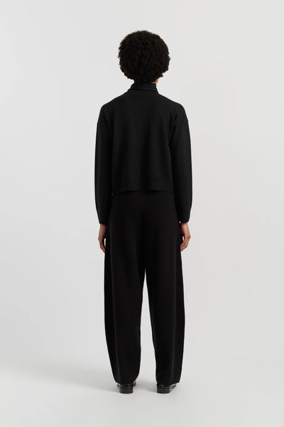 Black Wool-Cashmere Barrel Pants