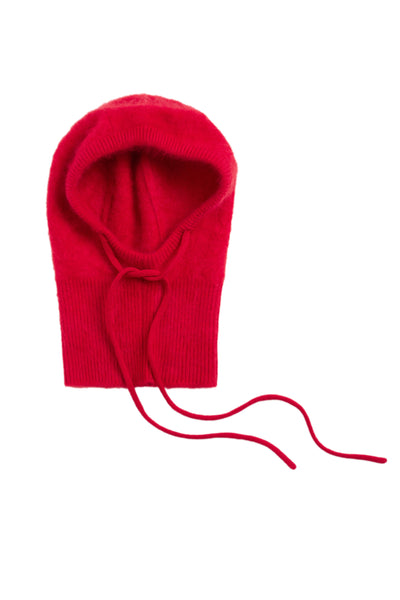 Velvet-Red Brushed Cashmere Balaclava