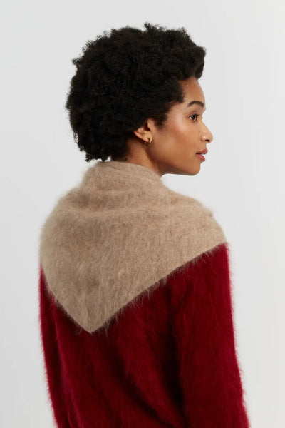 Mushroom Brushed Cashmere Triangle Scarf