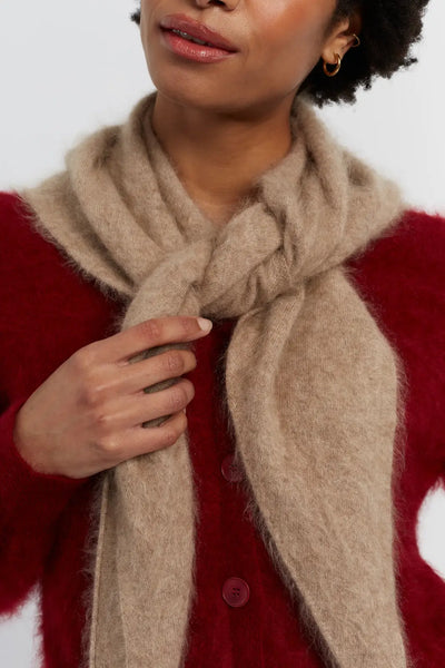 Mushroom Brushed Cashmere Triangle Scarf