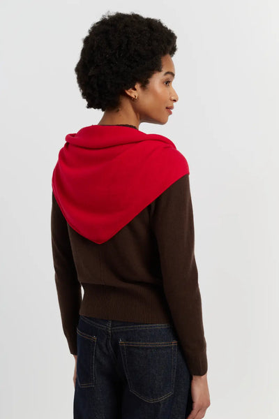Velvet-Red Brushed Cashmere Triangle Scarf