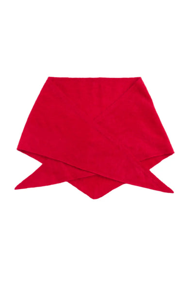 Velvet-Red Brushed Cashmere Triangle Scarf