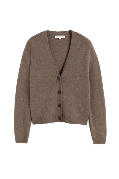 Mushroom Wool-Cashmere Elbow Patch Cardigan