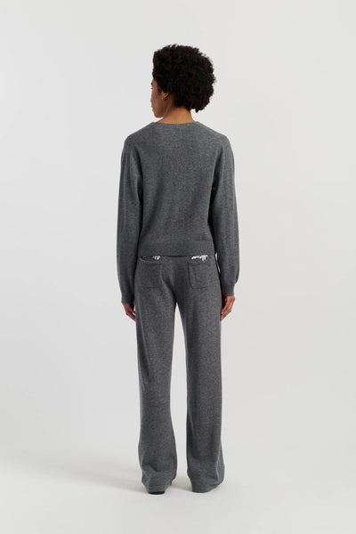 Grey Wool-Cashmere Mickey & Minnie Cardigan
