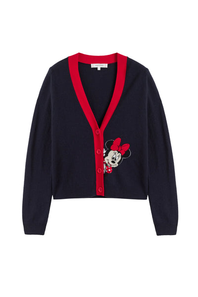 Navy Wool-Cashmere Minnie Peek Pocket Cardigan