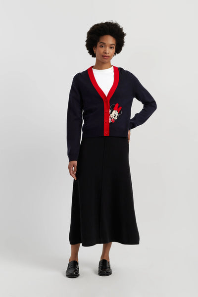 Navy Wool-Cashmere Minnie Peek Pocket Cardigan