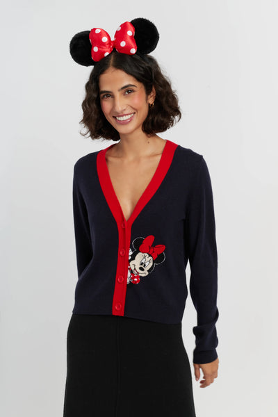 Navy Wool-Cashmere Minnie Peek Pocket Cardigan
