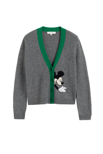 Grey Wool-Cashmere Mickey Peek Pocket Cardigan