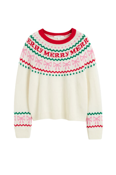Cream Wool-Cashmere Let's Be Merry Sweater